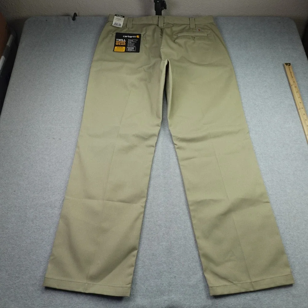 Carhartt Pants Mens 38x32 Khaki Relaxed Fit Twill Blended Work